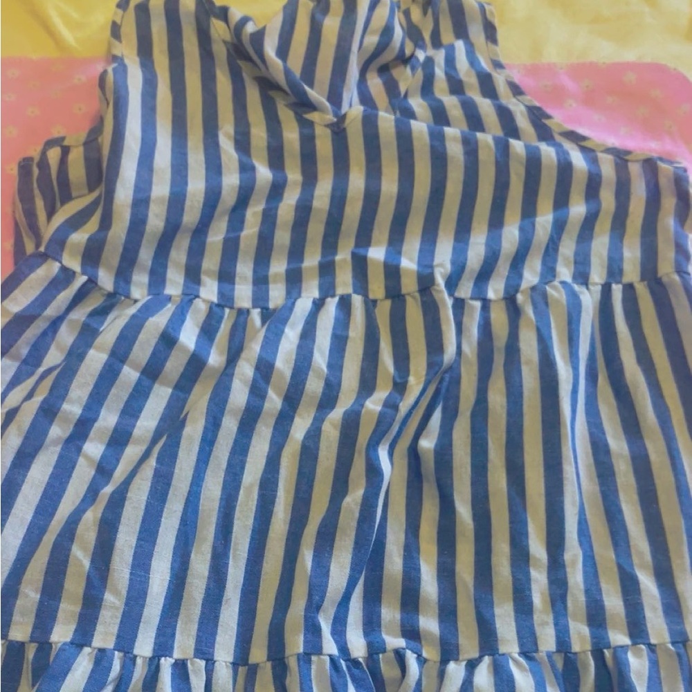 Blue and White Striped Skirt